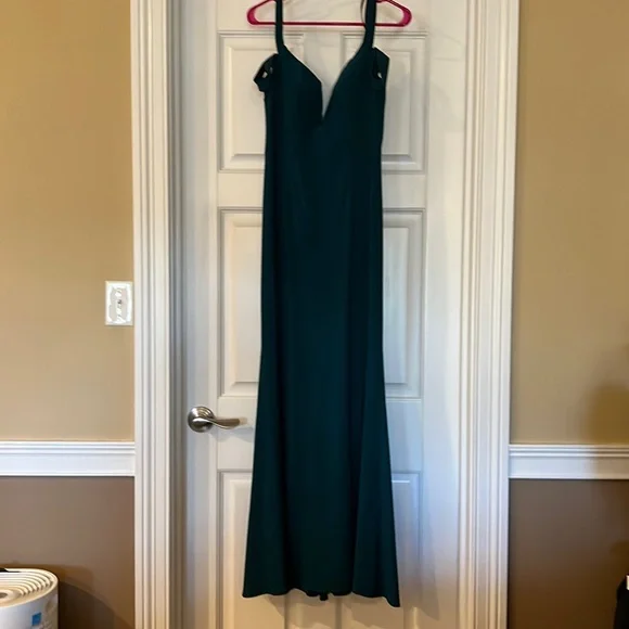 green emerald velvet dress Xscape Evenings Casey Floral Chiffon Halter Neck Dress 6913X